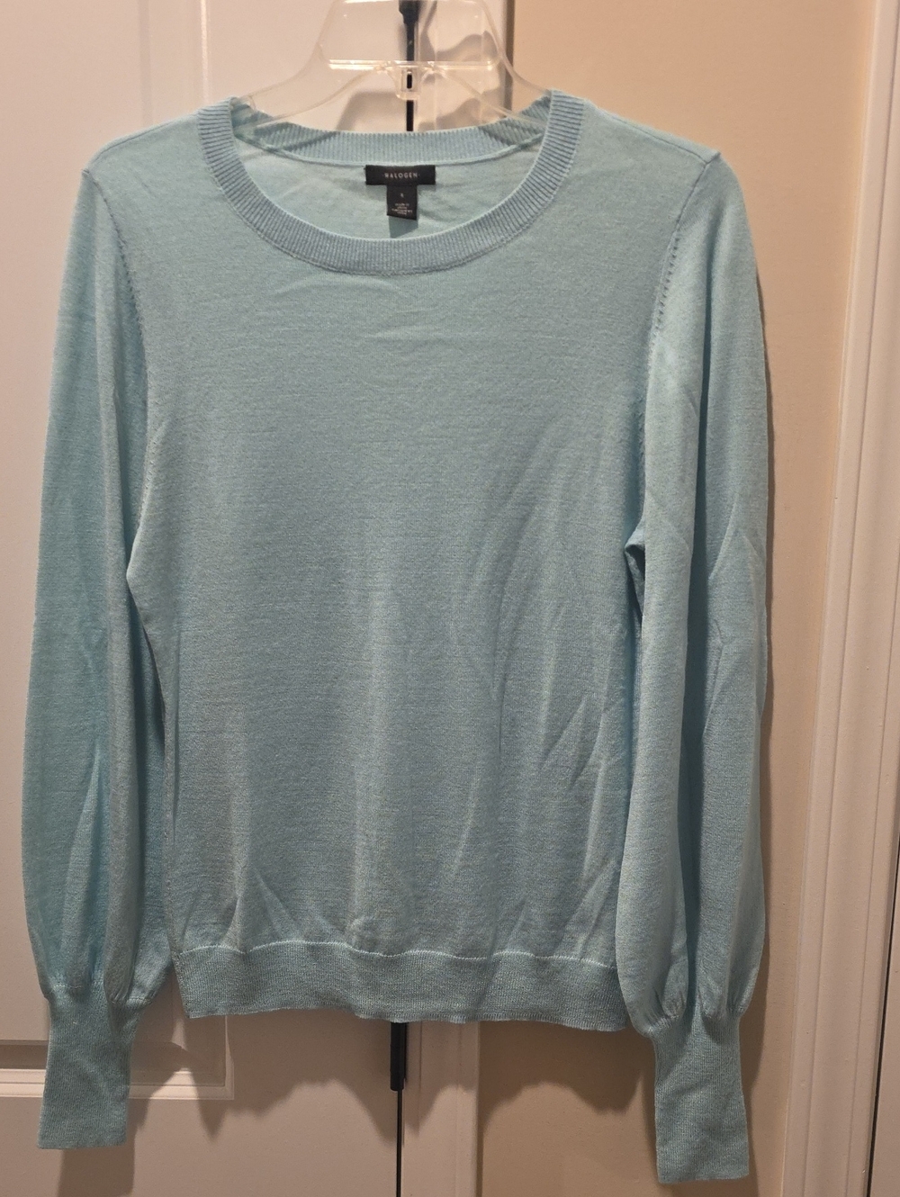 Halogen Women's Pastel Blue Wool Crewneck Sweater